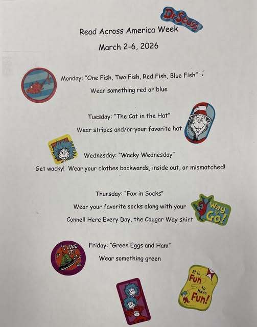 Read Across America Spirit Week flyer.