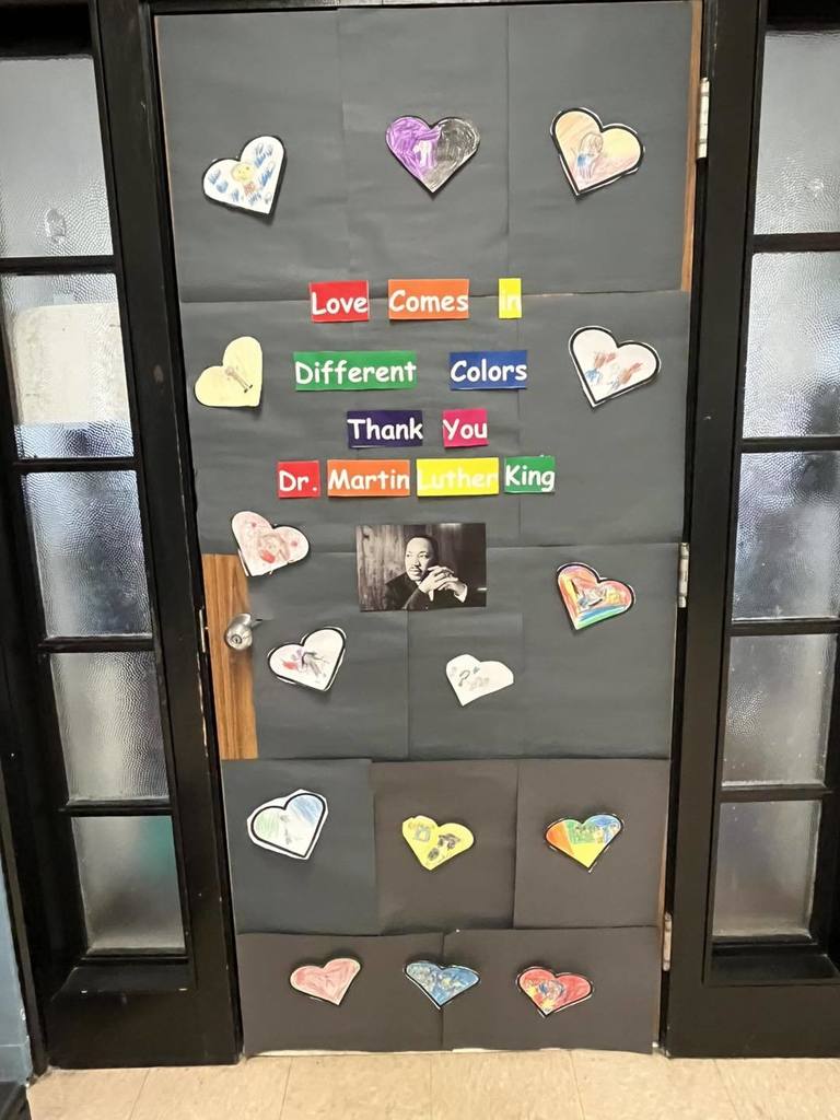 Door decorated for Black History Month.