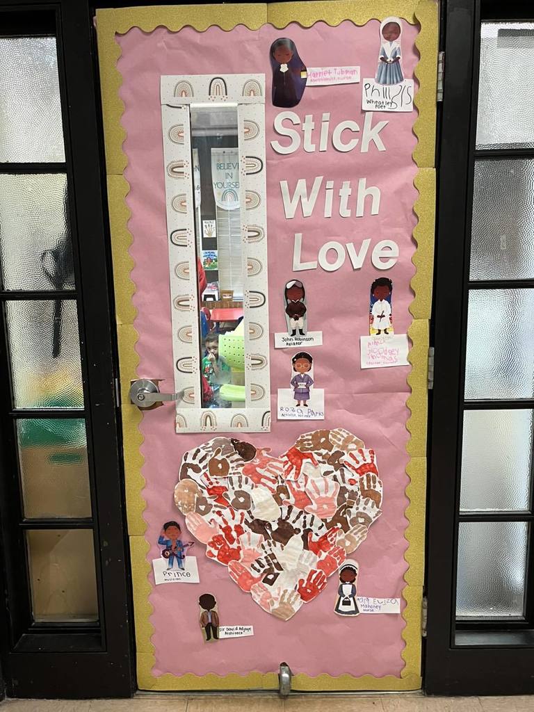Door decorated for Black History Month.
