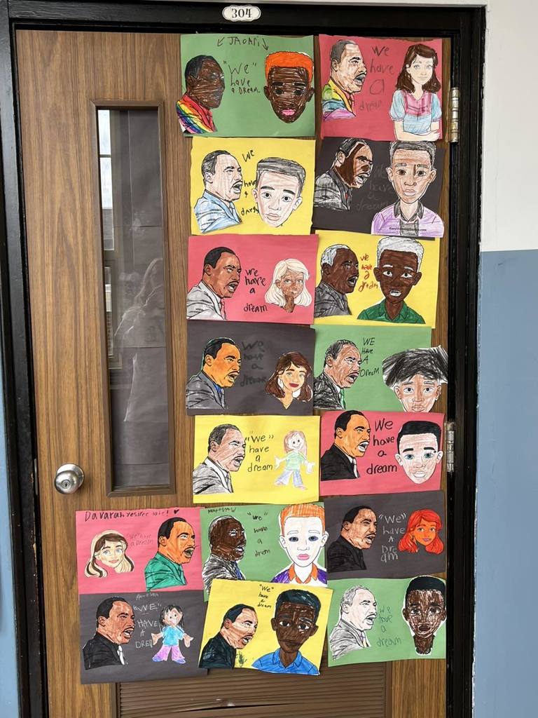 Door decorated for Black History Month.