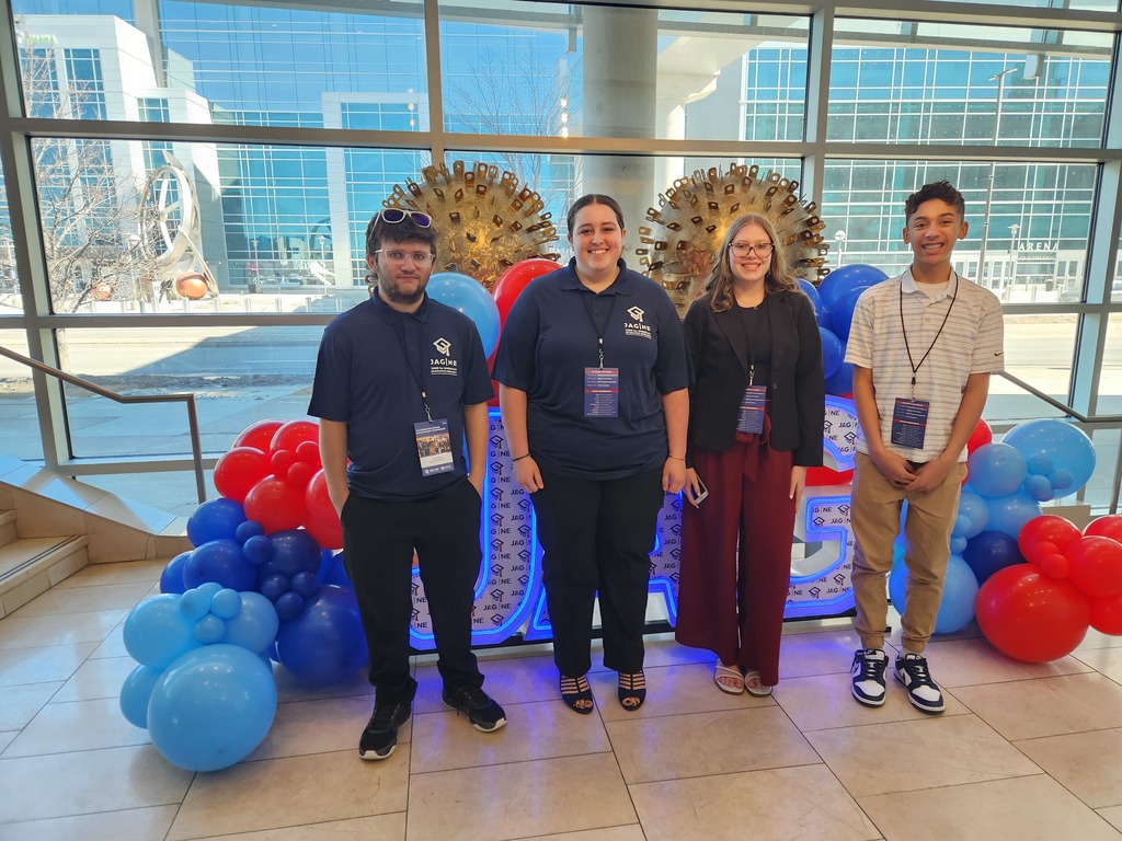 4 JAG Students attending State Career Development Conference all smiles after completing the day.