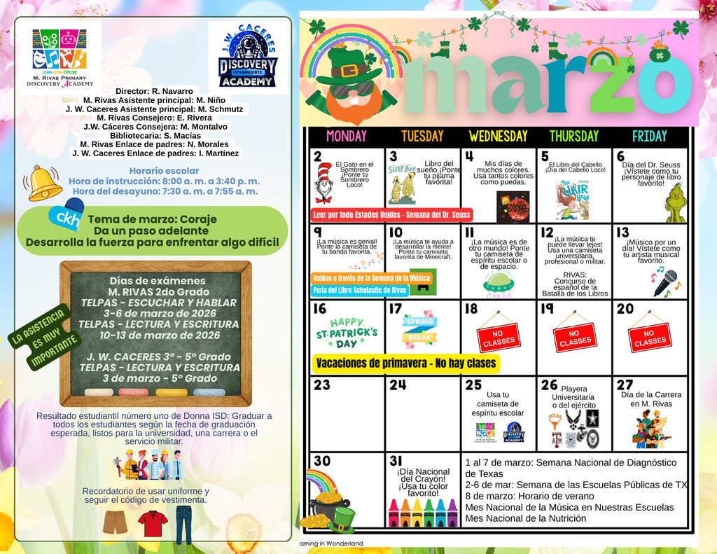 March Calendar Spanish