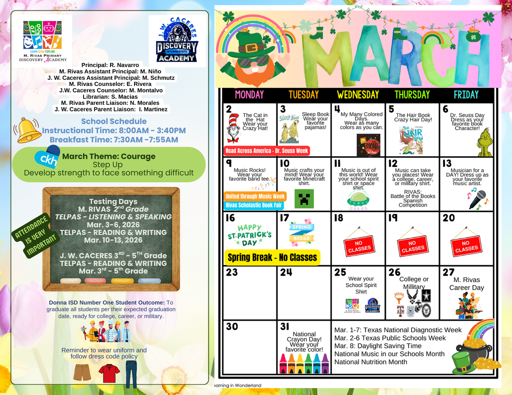 March Calendar English