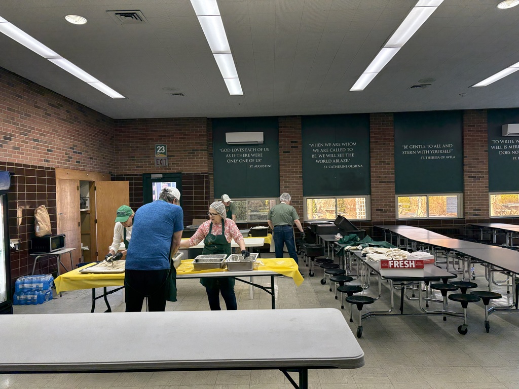 Cafeteria prepping for the fish fry.