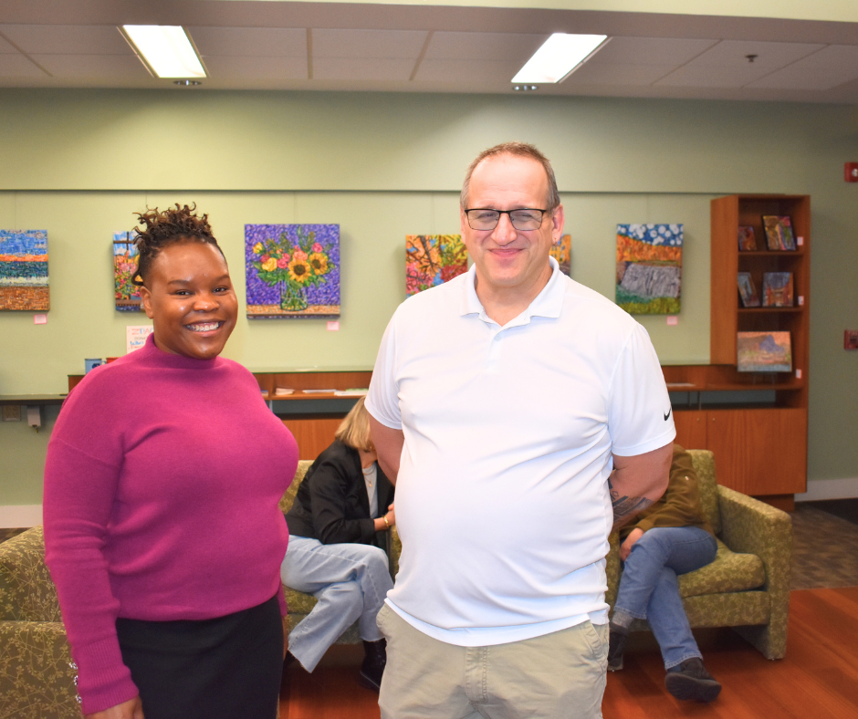 two people standing together