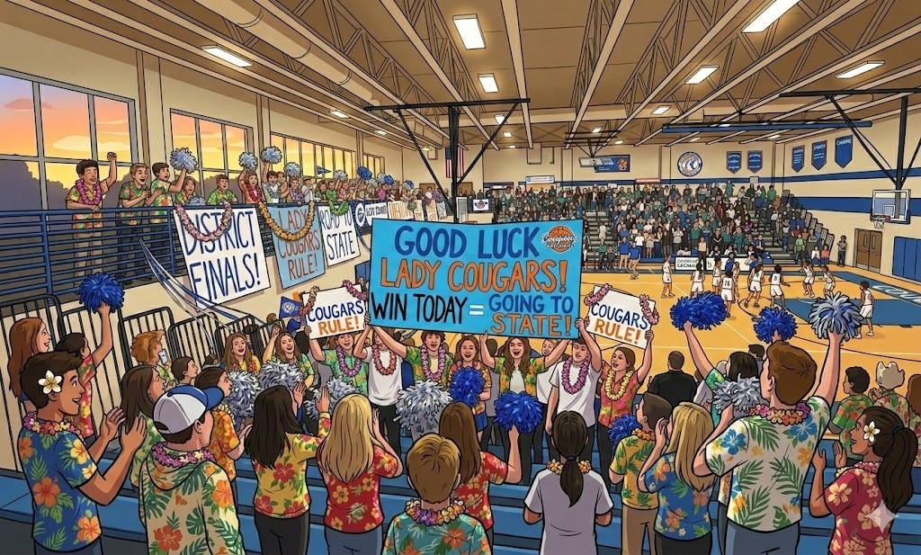 students cheering for a victory