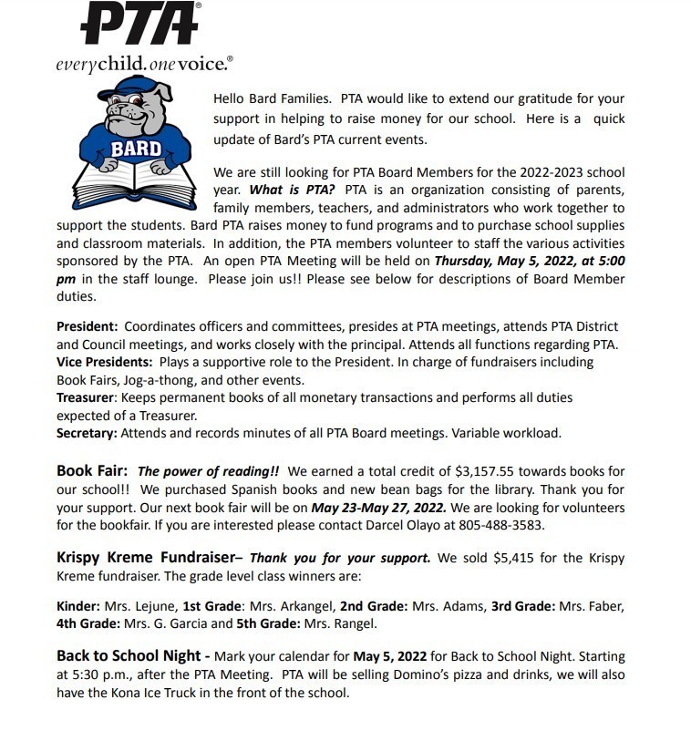 PTA Newsletter