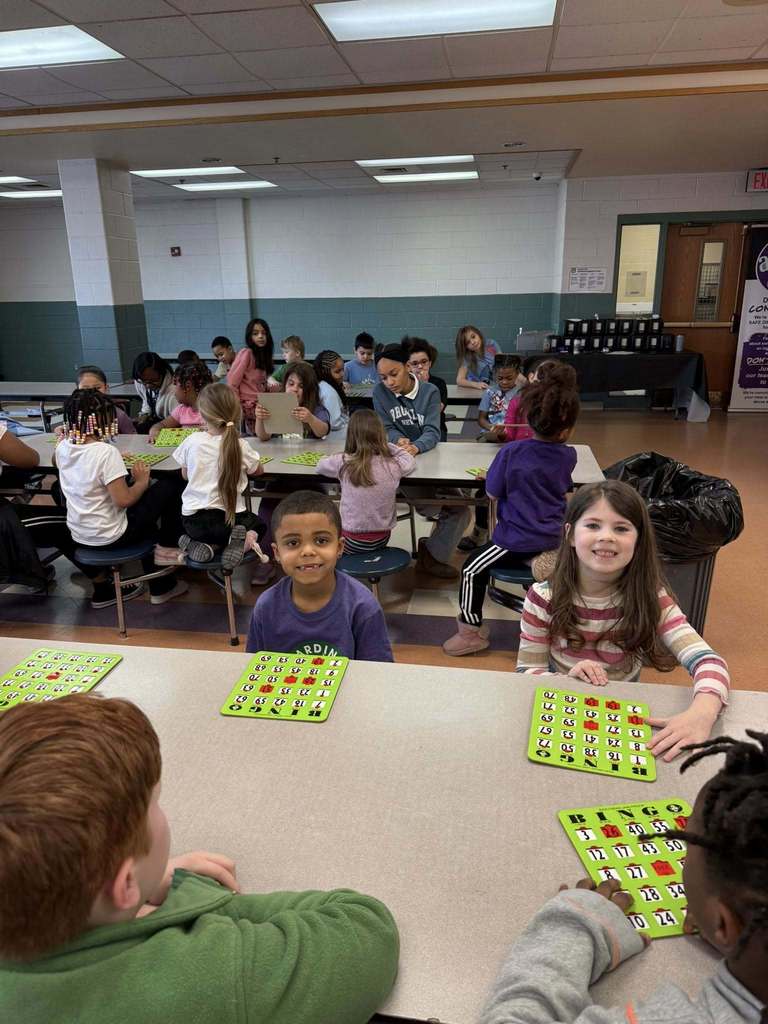 Kids playing bingo.