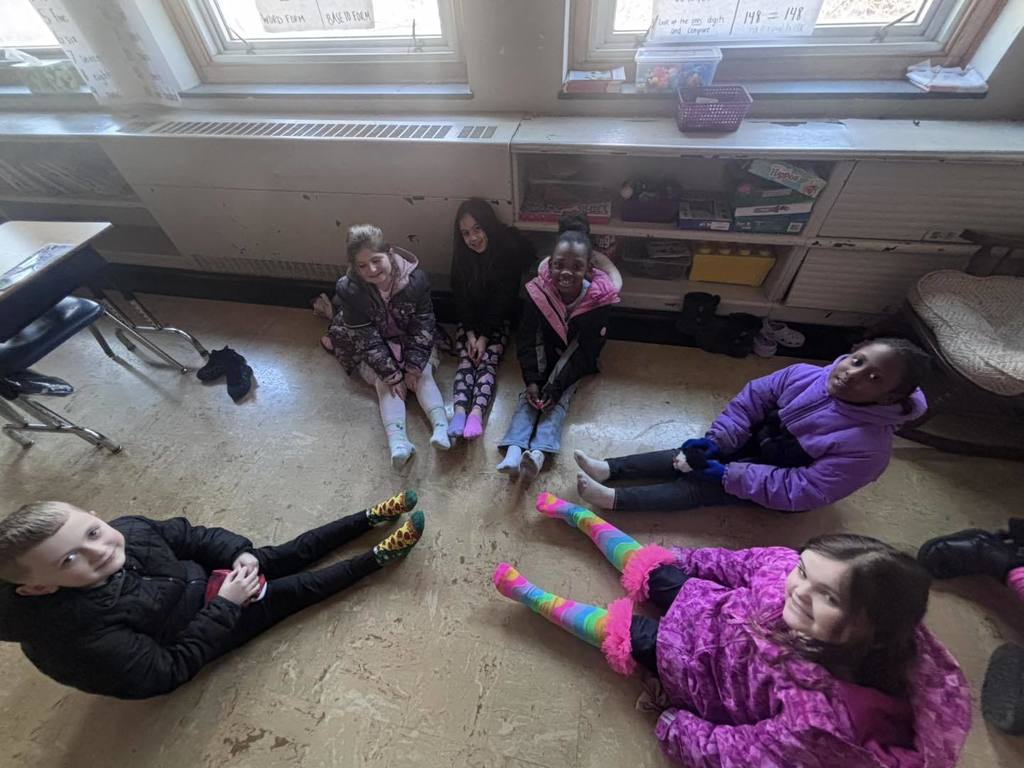 Students wearing crazy socks.