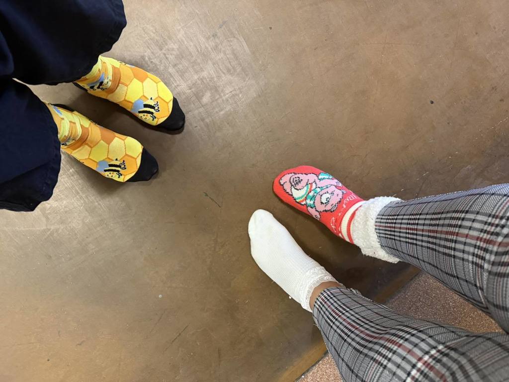 Crazy socks people are wearing.