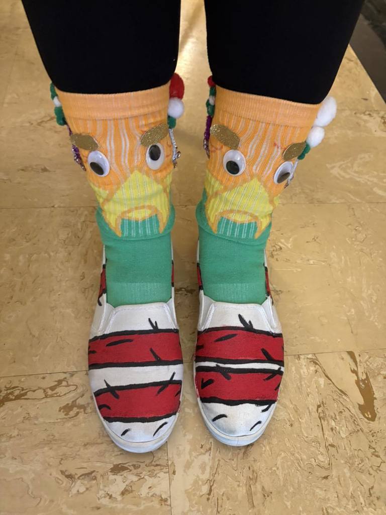 Crazy socks people are wearing.