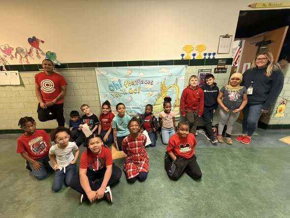 Students and teachers wearing something red. 