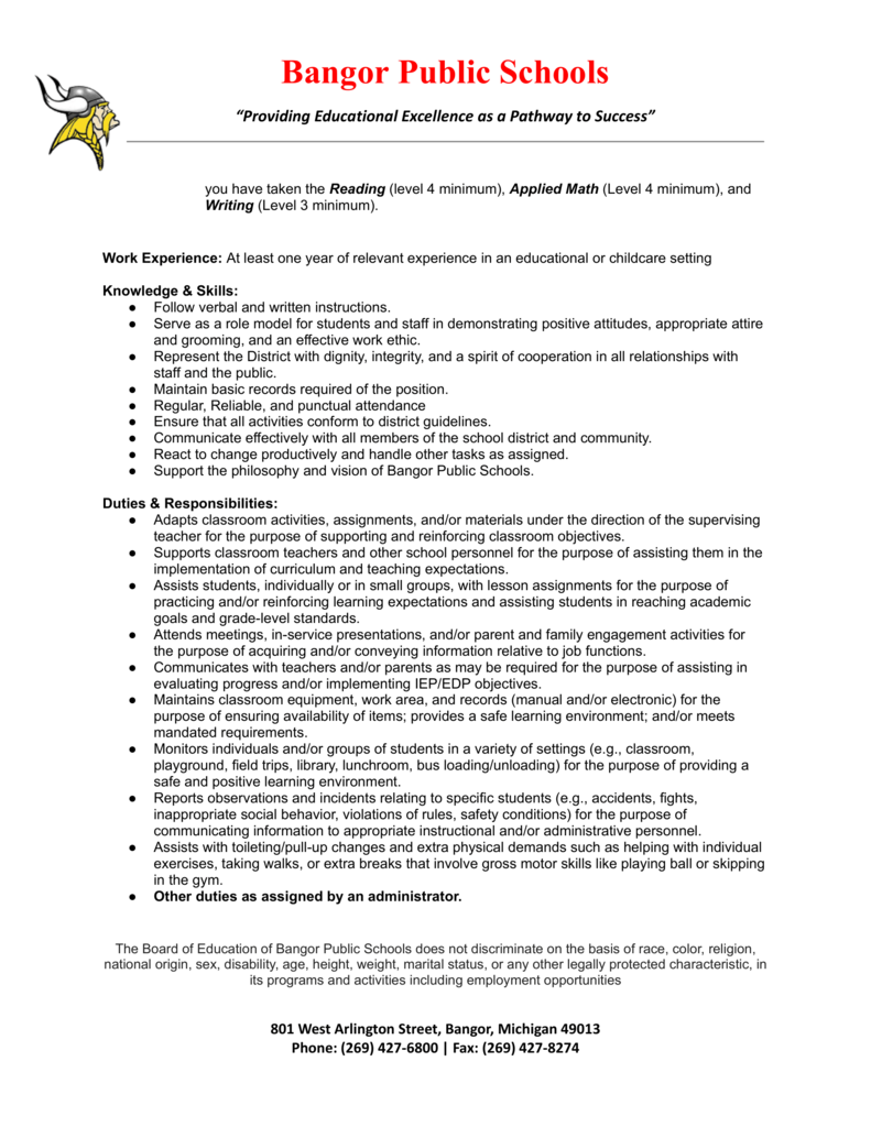 Letter with job information 3