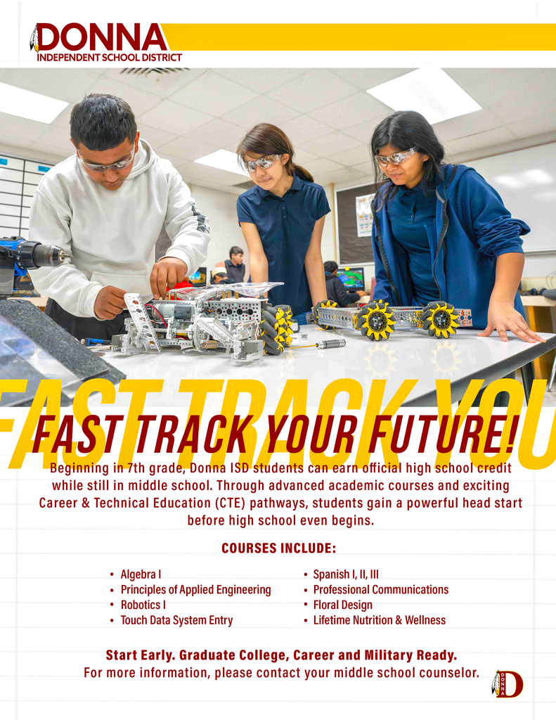 Middle School Flyer High School Credit