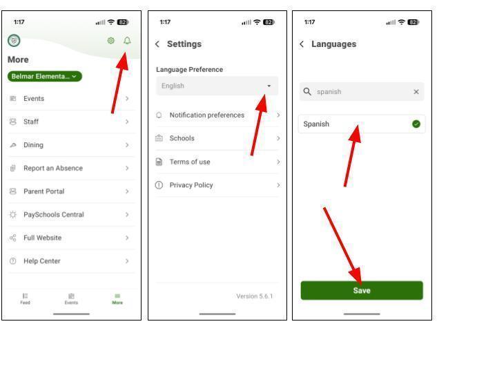Set your preferrred language