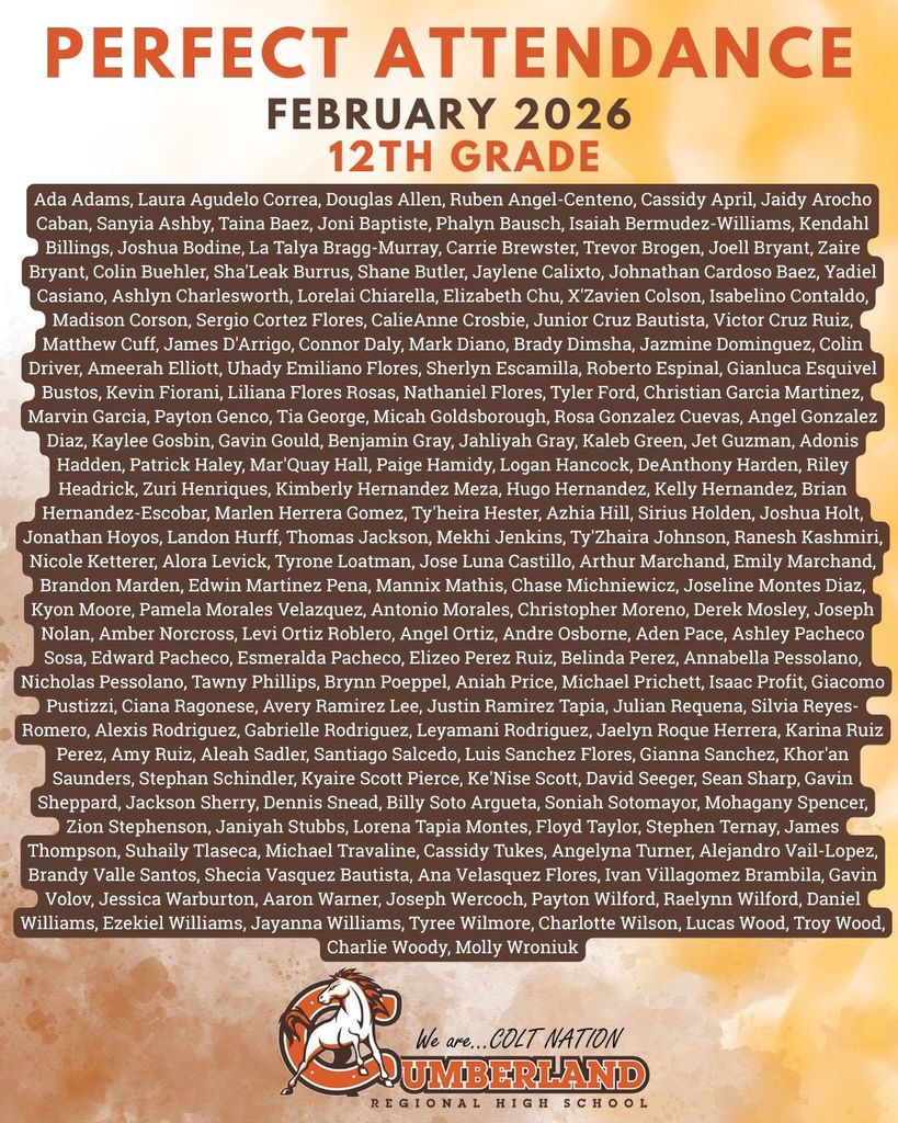 12th Grade Perfect Attendance Feb 2026
