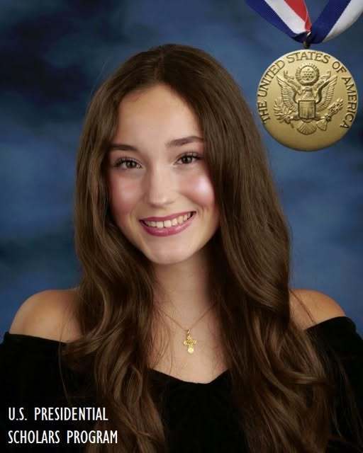 Young girl in wearing a black shirt and it says U.S. presidential scholars program on the photo.