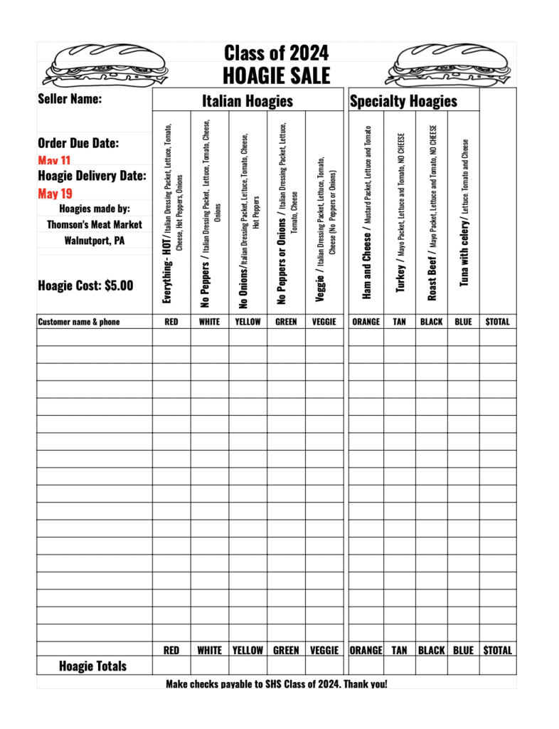 Hoagie Order Form