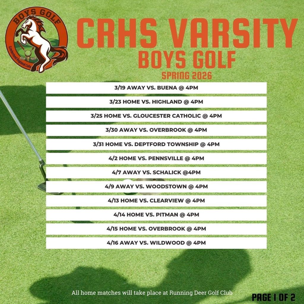 Boys Golf Schedule Spring 2026 1 of 2