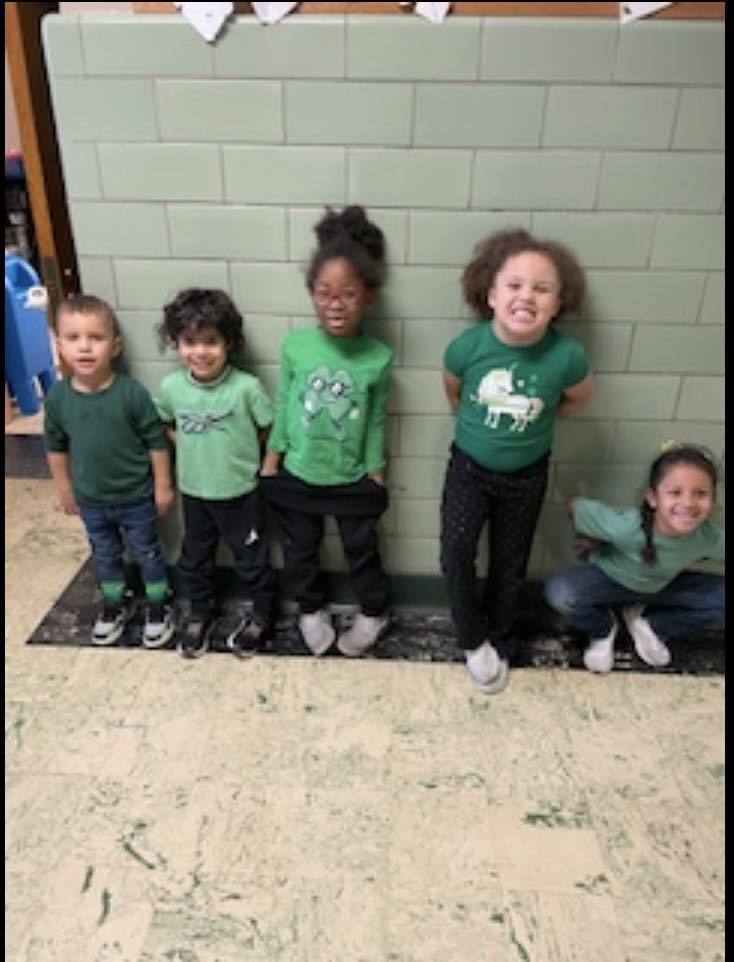 Students wearing green.