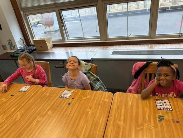 Students playing bingo.