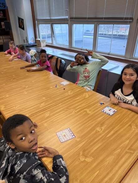 Students playing bingo.
