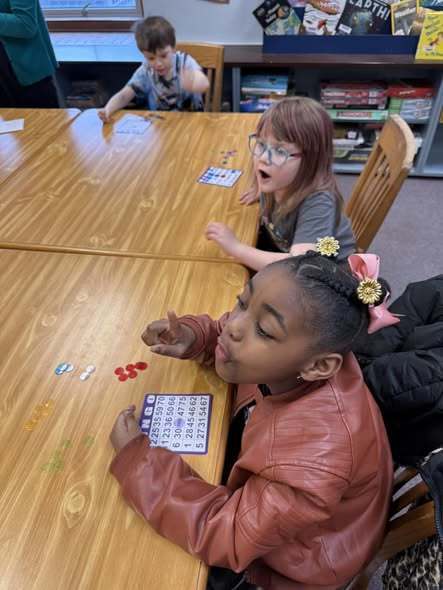 Students playing bingo.