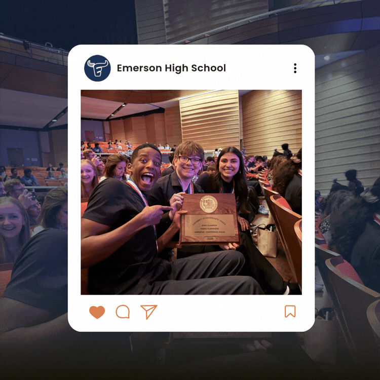 Picture of the Emerson students with award.