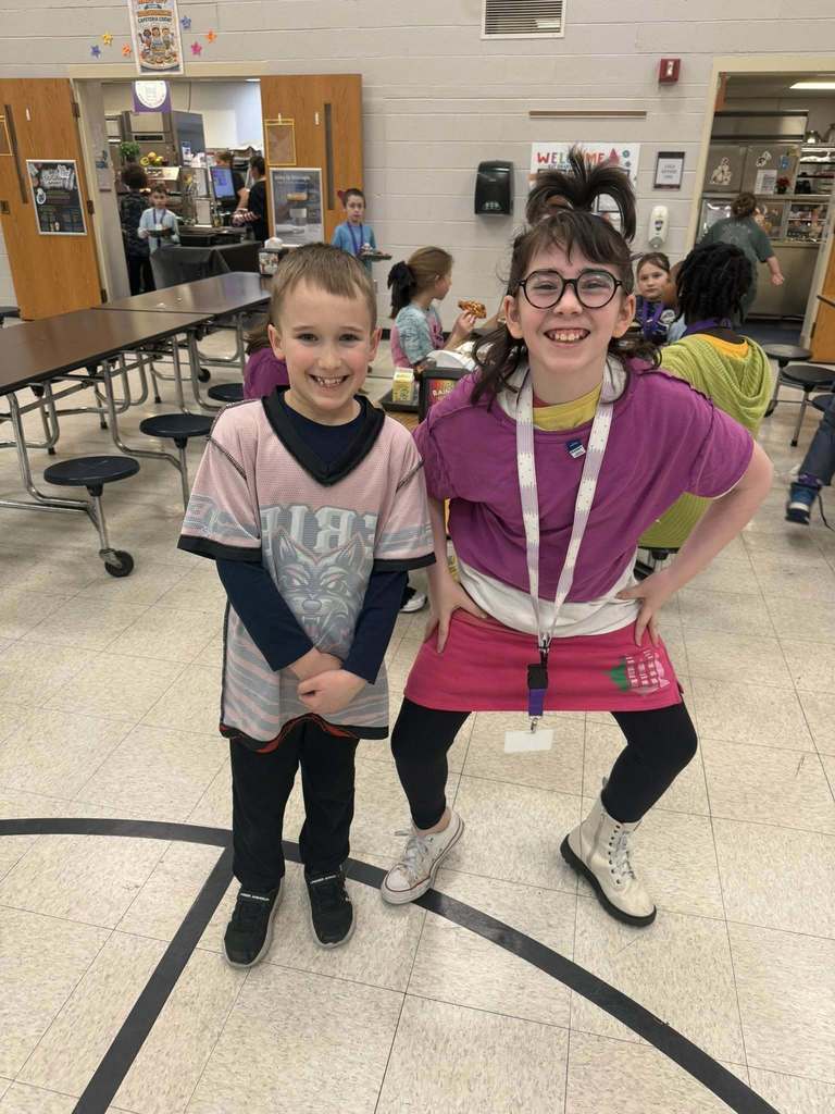 Students wearing their clothes backwords, inside out, and mismatched for Read across America week. 