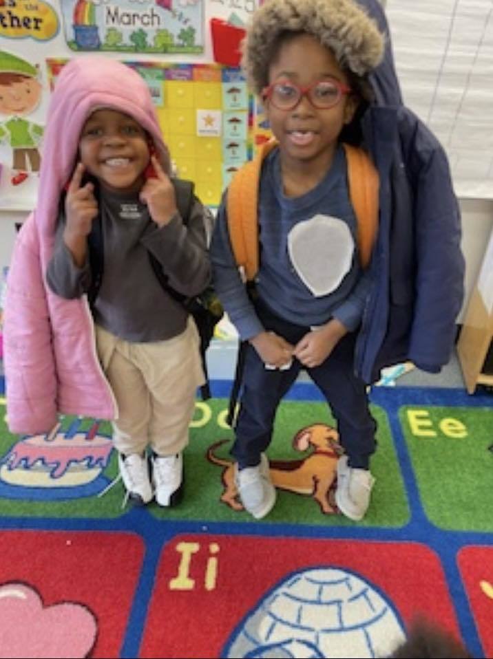 Students wearing their clothes backwords, inside out, and mismatched for Read across America week.