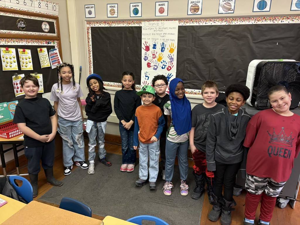 Students wearing their clothes backwords, inside out, and mismatched for Read across America week.