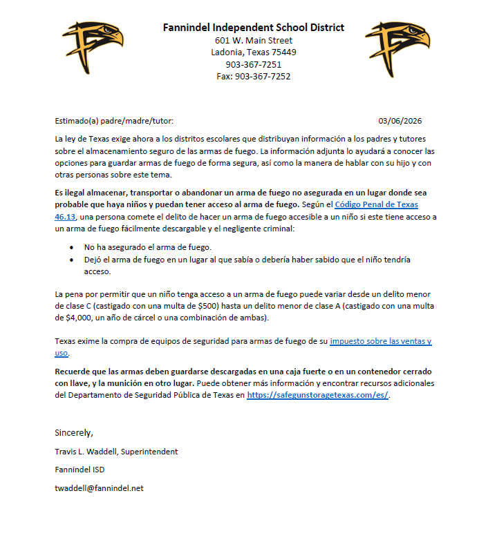 Safe Gun Storage Notice