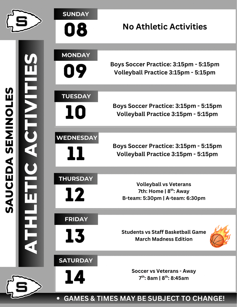 Sauceda Seminoles Athletic Activities II