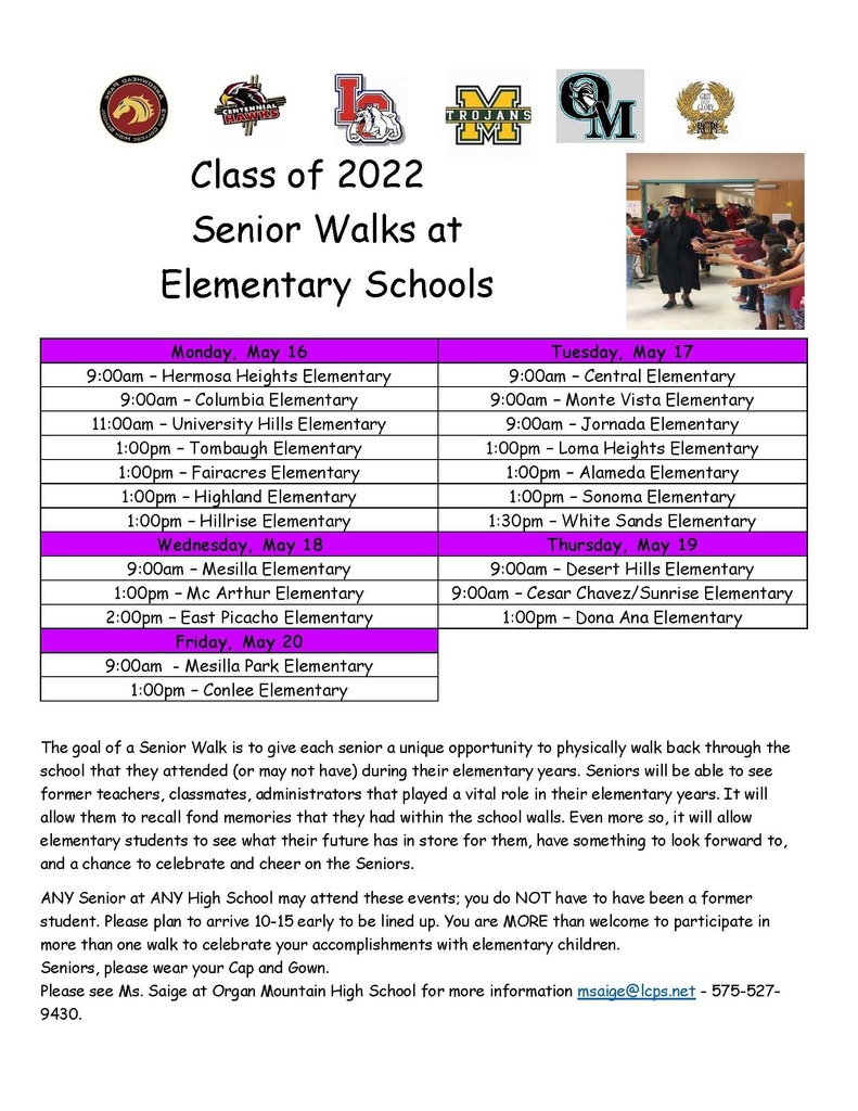 Class of 2022 Senior Walks at Elementary Schools