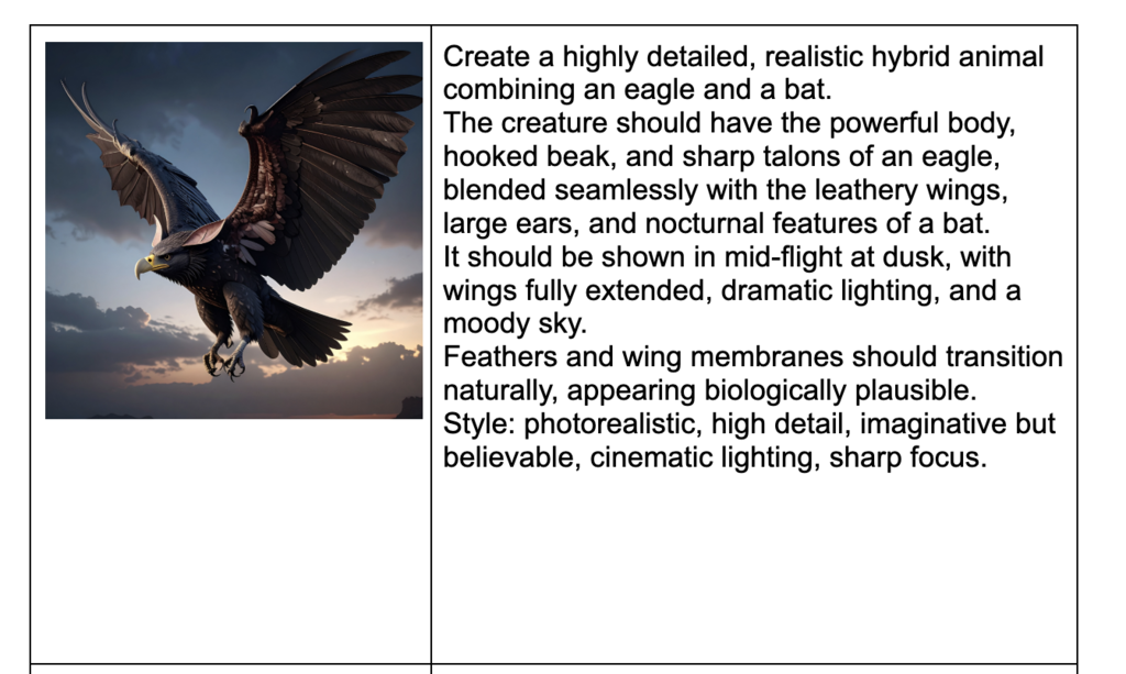 The generated image from Magic School's Image Generator along with it's prompt.