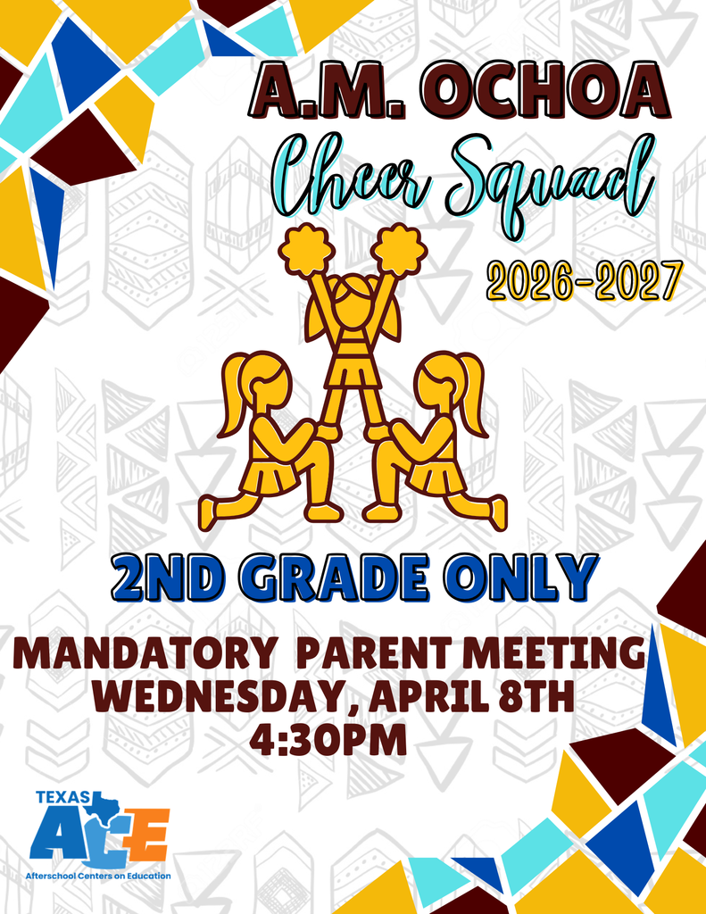 A.M. Ochoa Cheer flyer-Meeting April 8th at 4:30pm