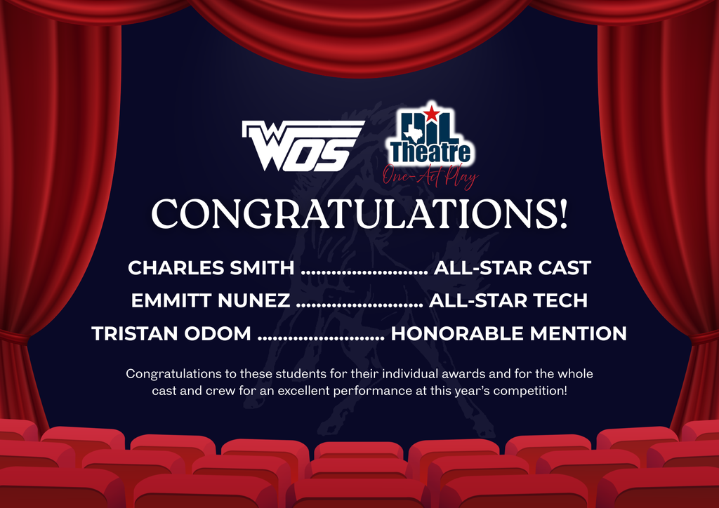 WOSHS One Act-Play Congratulations graphic