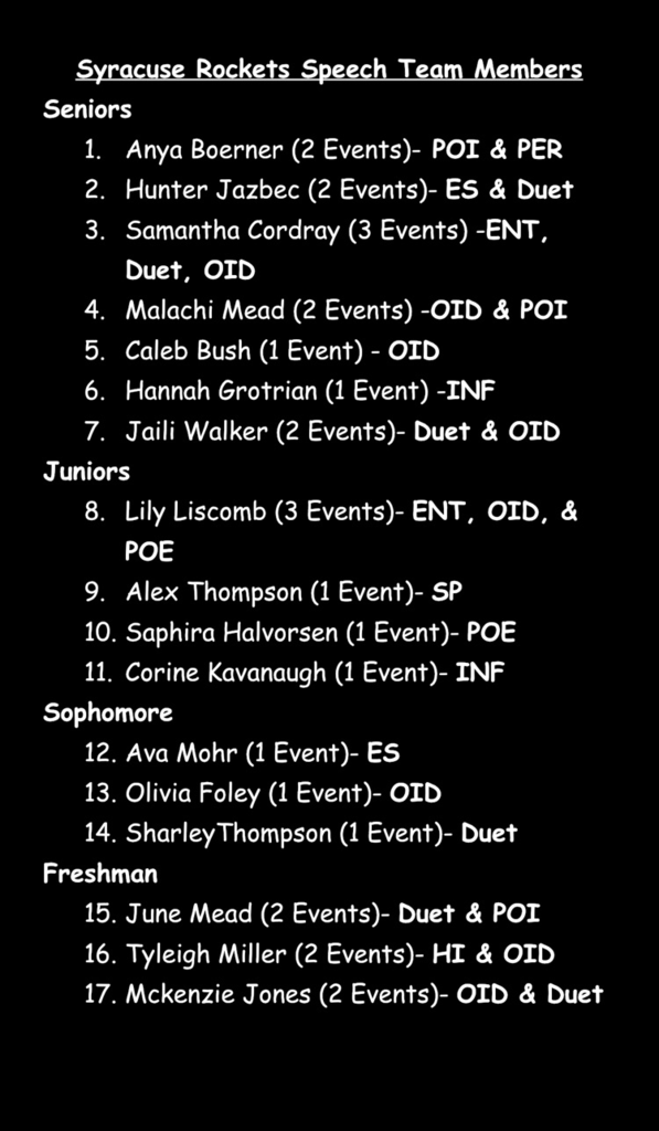 Syracuse Competitors