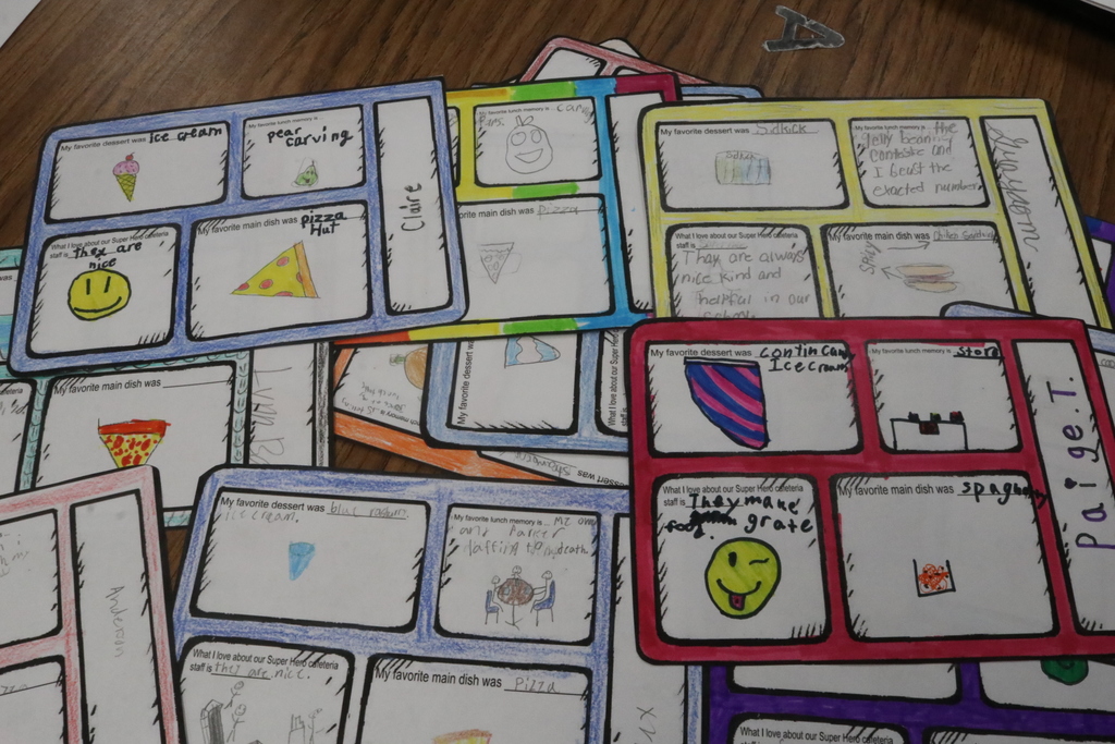 Thank you cards for the cafeteria staff.