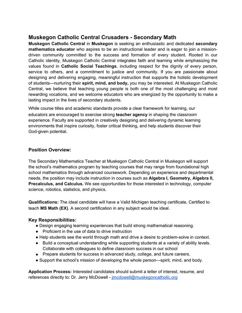 Math teacher position