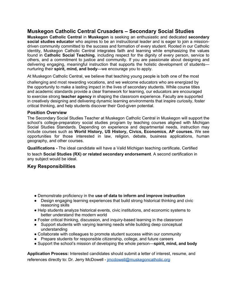Social Studies Position