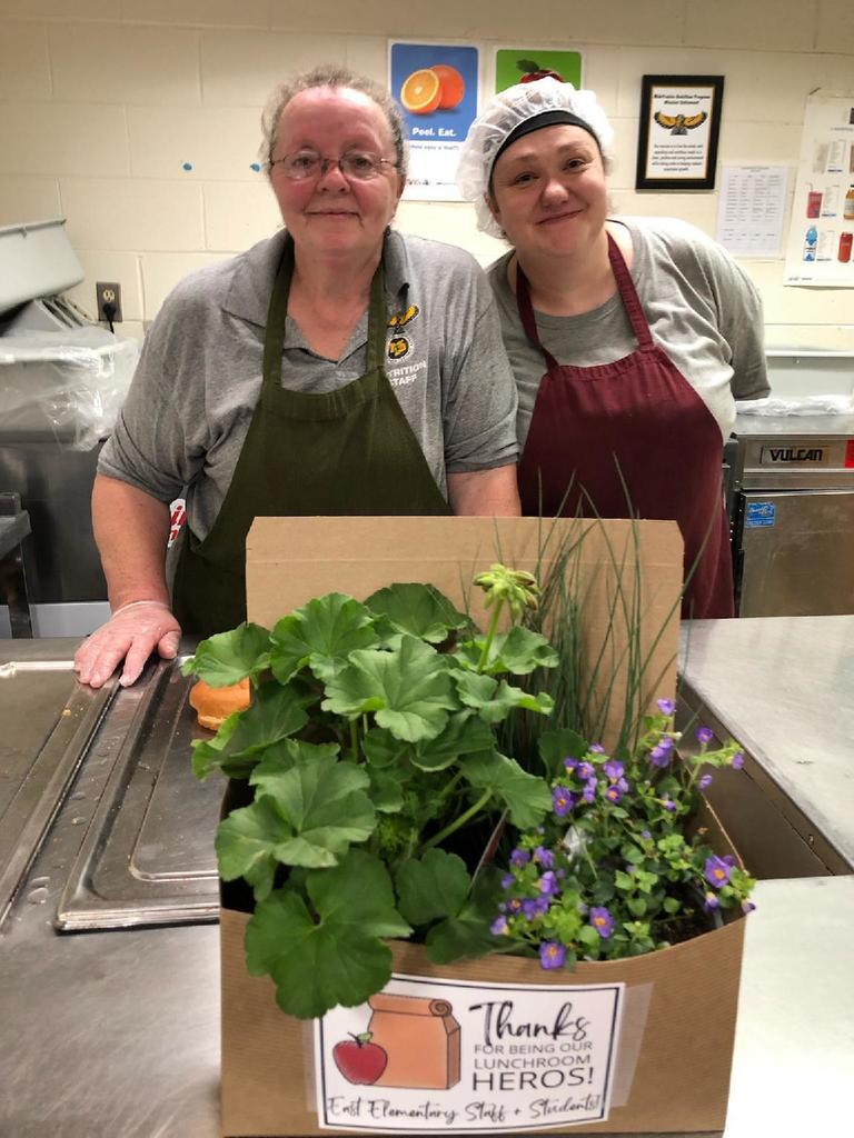 kitchen staff with plant