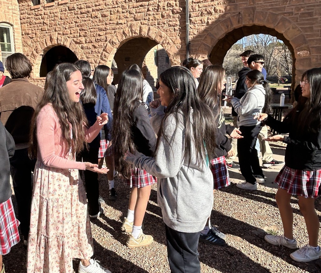 Students playing a game with Franciscan University Students
