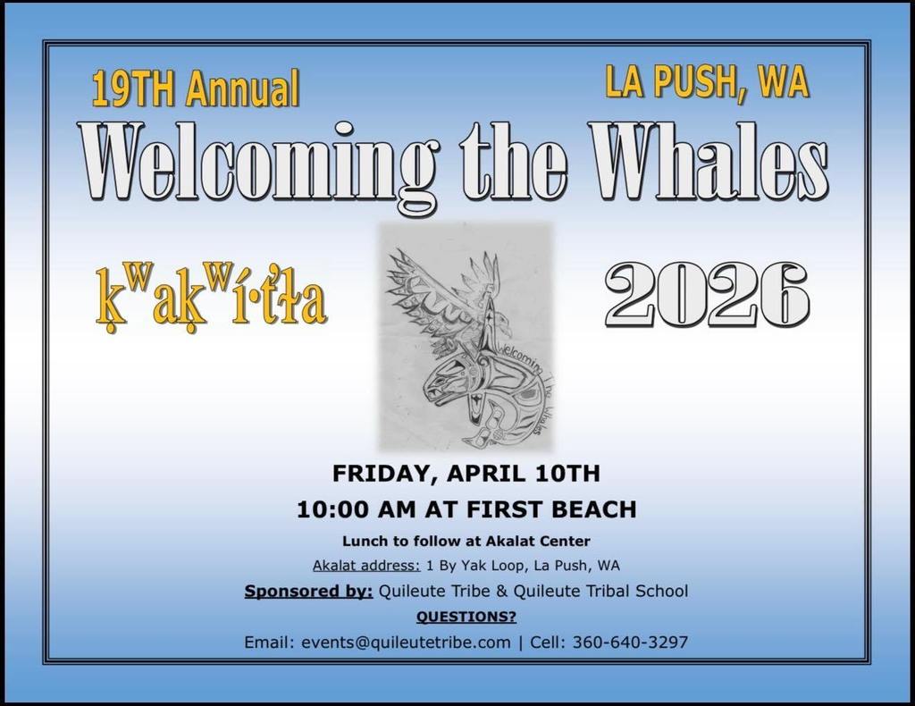 Flyer for 2026 Welcoming The Whales