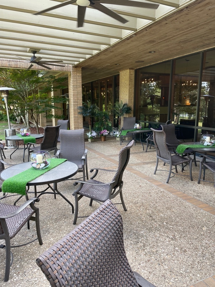 pictures of the patio decorated for prom