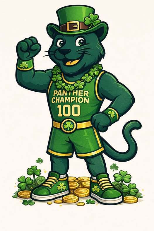 The Pfeiffer Burleigh Panther in green for St. Patrick's dau.