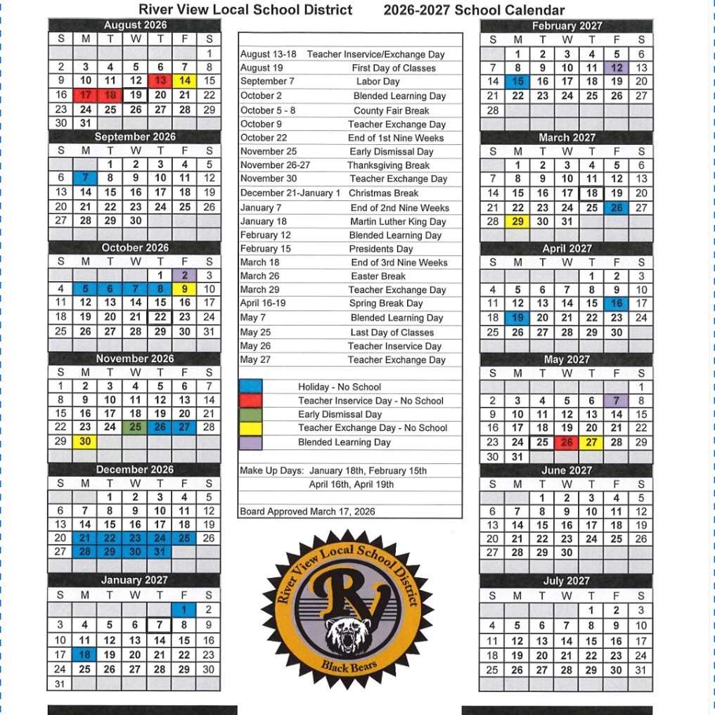 School Calendar for 2025-26 SY