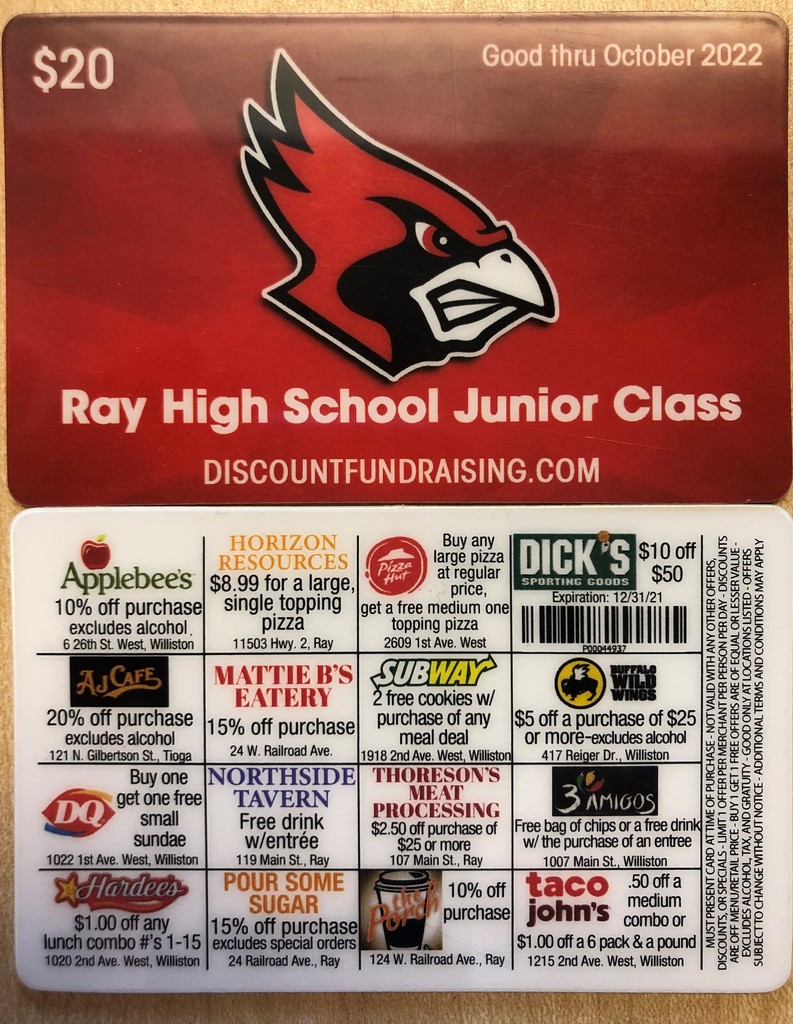 Junior Class Discount Card