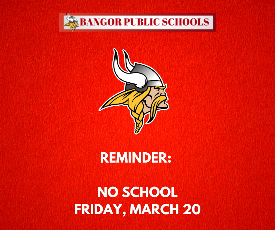 Red image stating no school