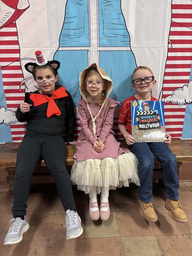 Students dressed up as Dr. Suess book characters. 
